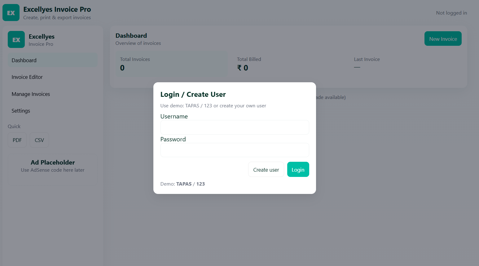 Excellyes Invoice Generator Preview