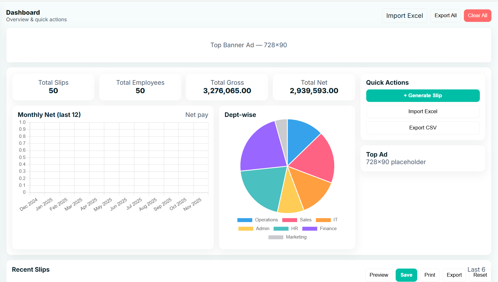 Excellyes Salary Slip Generator Preview