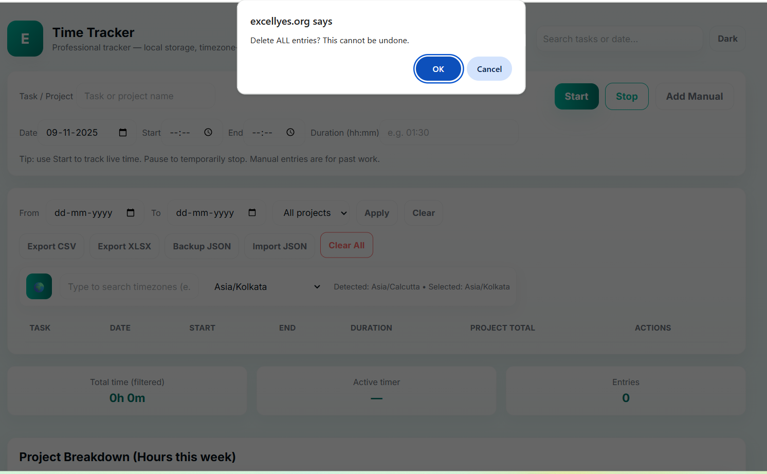 Excellyes Time Tracking Sheet Preview